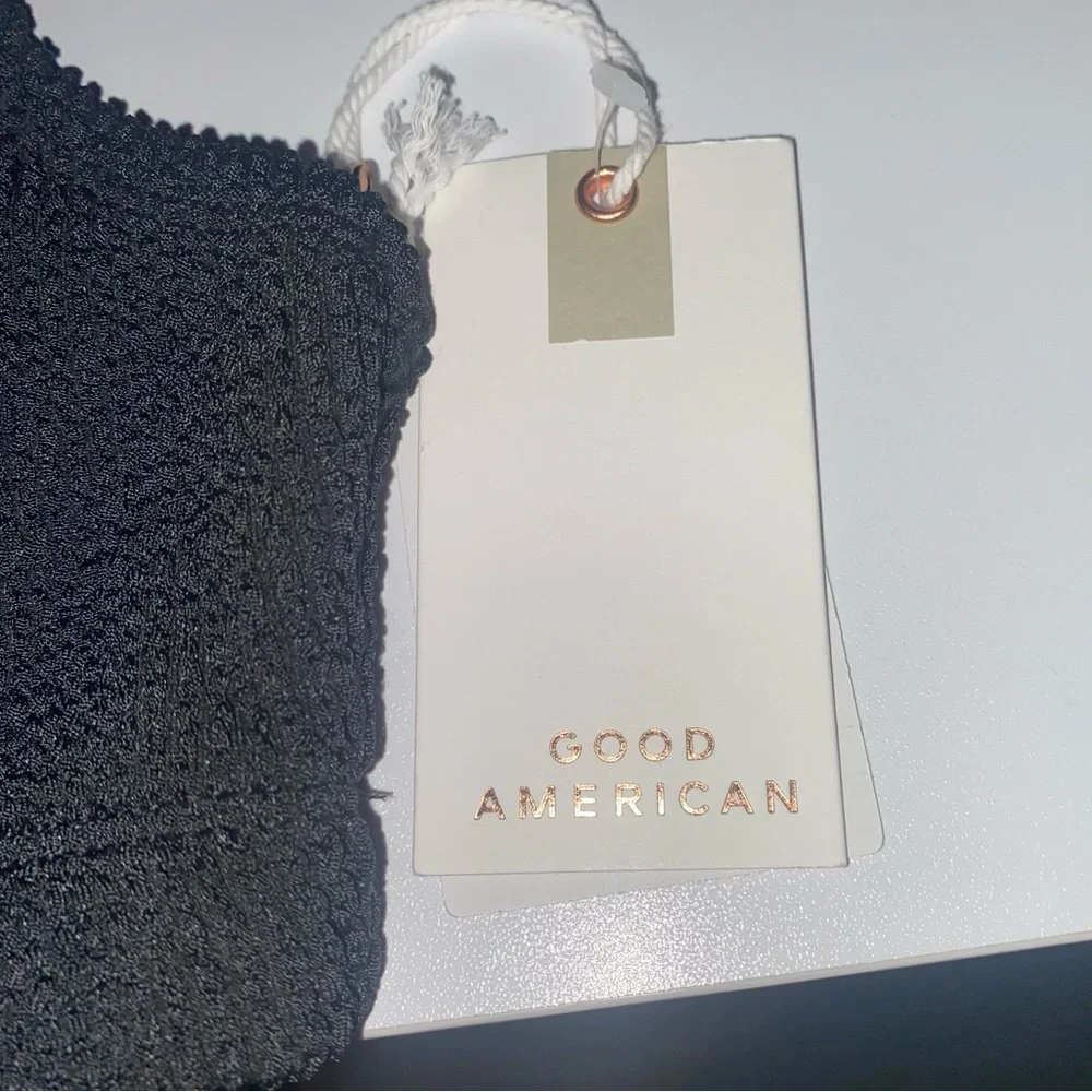 SOLD!!! Good American Always Fits Scoop Swim Bikini Top Ribbed Black - Picture 5 of 9